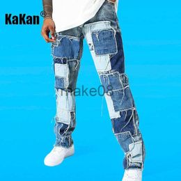 Men's Jeans Kakan Stretch Free Stickers Straight Jeans The New Style of European and American Street Youth able Long Jeans16MGD31 J230904