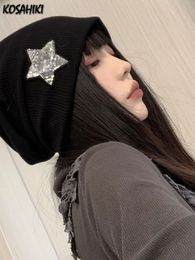 Beanie/Skull Caps Y2k Star Patchwork Warm Beanie Caps Street Casual Hat Women Kawaii Harajuku Fashion Casual Gorras 230904
