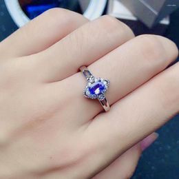 Cluster Rings Natural Tanzanite Ring For Engagement 0.5ct 4mm 6mm Silver Solid 925 Jewelry