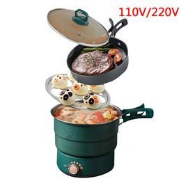 Other Cookware 110V220V Electric Split Cooking Pot Foldable Multicooker Frying Pan pot Steamer Rice Cooker Soup Maker Water Boiler Travel 230901