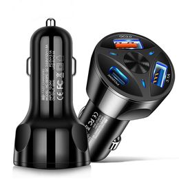 3 Ports Multi USB PD Car Charger 55W Quick Charging Adapter QC3.0 Fast Car Chargers for iPhone 15 14 13 Pro Max Samsung S22 S23 Smartphone