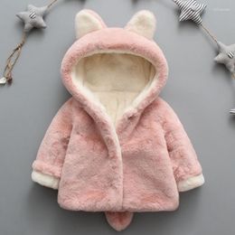 Jackets Winter Baby Girl Thickened Fleece Coat Toddler Boys Cute Bear Ear Hooded Leopard Print Outwear Coats