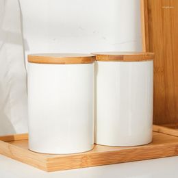 Storage Bottles Japan Style Kitchen Tank Acacia Wood Sealed Transparent Honey Bottle Milk Powder