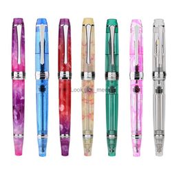 Fountain Pens PENBBS 456 Vacuum Filling Fountain Pen EF/F/M Nib New Color Transparent / Patterns Writing Office Gift Pen with Box Set HKD230904