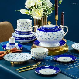 Dinnerware Sets Jingdezhen Ceramic Tableware Bowl And Plate Combination Set Bone China For Household Use