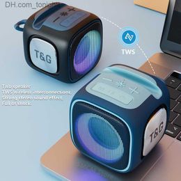 Portable Speakers TG359 Portable caixa de som Bluetooth Speaker Outdoor Mini Column FM Radio TF Audio Wireless Subwoofer LED Soundbox Type-c Port Q230904