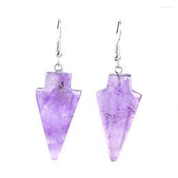 Dangle Earrings KFT Natural Triangle Stone Earring Healing Crystal Quartz Reiki Arrowhead Shape Hook Women