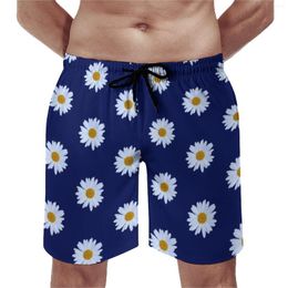 Men's Shorts White Daisies Gym Summer Daisy Delight Floral Print Running Beach Comfortable Fun Custom Plus Size Swimming Trunks