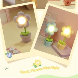 Night Lights Mini Flower Ornament Light Battery Operated Creative Bedside Lamp Eye Caring Cute Ambient Adjustable Children Gifts