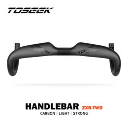 Bike Handlebars Components TOSEEK ZXB-TWO Bike Carbon Road Handlebar 400/420/440mm UD Matt Internal Routing Road Bicycle Handle Bar 230904