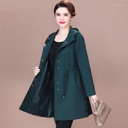 Women's Trench Coats Temperament Spring Autumn Coat Women Jacket Tops Loose Windbreaker Female Hooded Korean Outwear H54