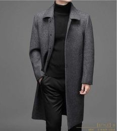 Women's Wool Blends Mens British Style Single Breasted Wool Blends top Coat Long trench Coat male Clothing Classic Business casual trench coat HKD230904