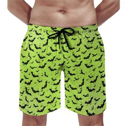 Men's Shorts Black Bats Print Board Men Halloween Gothic Short Quality Swim Trunks Plus Size