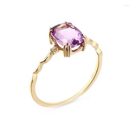 Cluster Rings Japanese Gentle Dream Natural Lavender Amethyst Small Sugar Wave Design S925 Silver Ring For Women