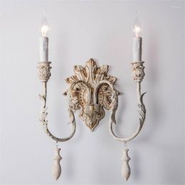 Wall Lamp French Retro Hanging Candle Lamps Bedroom Decorated Aisle Corridor American Living Room Study Sconces Lights Lighting