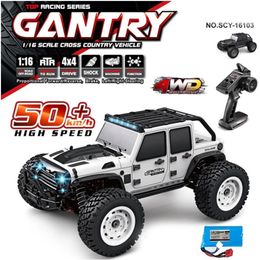 Electric/RC Car 16103 Fast Rc 50km/h 1/16 Off Road 4WD with LED Headlights 2.4G Waterproof Remote Control Monster Truck for Adults and Kids 230901