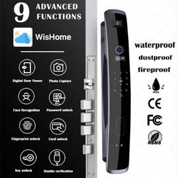 Door Locks 3d Face Recognition Fingerprint Waterproof Smart Door Lock Wifi Remote Photo Control Unlocking with App Key Nfc Card Rfid HKD230903