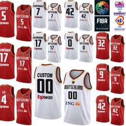 Print Germany World Cup 2023 Basketball Jersey 17 Dennis Schroder 42 Andreas Obst 32 Johannes Thiemann 4 Maodo Lo 10 POWER FORWARD 7 Johannes Voigtmann National Team