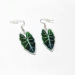 Dangle Earrings TROPICAL MONSTERA LEAF HOOK Boho Jewellery Green Plant For Women Botanical Aesthetic Acrylic Ear Accessories