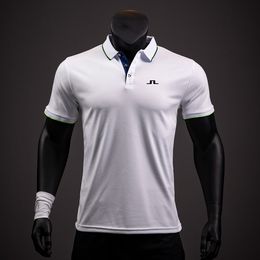 Men's Polos J Lindeberg Men T-shirt Casual Lapel Stitching Polo Shirts Man High-quality Short-sleeved Summer Pullover Top Slim Fit Golf Wear 230901