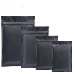 100pcs Mysterious Matte Black Aluminum Foil Zip Lock Bag Resealable Herbal Powder Coffee Buttery Seeds Tea Heat Sealing Pouches 210323 LL