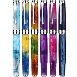 Fountain Pens PENBBS 500 Resin Acrylic Press-type Piston Fountain Pen Colorful Art Celluloid High End Student Practice Calligraphy Stationery HKD230904