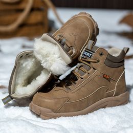 Boots Waterproof Safety Men Fleece Plush Winter Anti smash Anti puncture Work Leather Construction Protective Shoes 230901