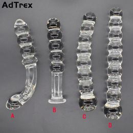 Anal Toys Glass 8 Beads Butt Plug Big Ball Large Crystal Dildo Penis Artificial Dick Gay Masturbate Adult Sex Toy For Women men 230901