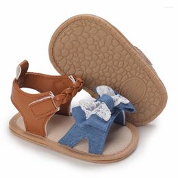 Sandals Cute Born Baby Shoes Girl Flats Soft Sole Anti-Slip Summer Bowknot Dot Stripe Lace Crib Infant First Walker