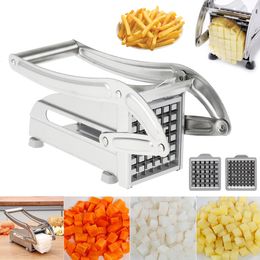 Fruit Vegetable Tools Stainless Steel French Fry Cutter Multifunction Chopper with 2 Blades for Fries Chips Maker Potato 230901