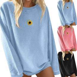 Women's Hoodies Long Sleeved Floral Print Crew Neck Pullover Hoodie Athletic Sweatshirt Women Casual Top