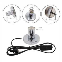 wholesale Polished Metal Desktop Lamp Base 180CM Cord E27 Base Holder With OnOff Switch EU US Plug in Screw For Table ZZ