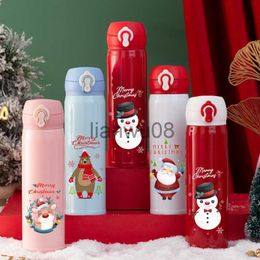 Cups Dishes Utensils 500ml Christmas Insulated Water Bottle Stainless Steel Thermos Cup Cartoon Santa Portable Cup Christmas Gifts for Kids New Year x0904