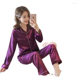 Women's Sleepwear Pajama Womens Thin Ice Silk Long-sleeved Trousers Printing Suit Can Be Worn Outside Spring And Autumn Fashion Home Clothes
