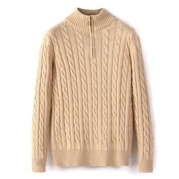 Mens Sweater Winter Fleece Thick Half Zipper High Neck Warm Pullover Quality Slim Knit Wool designer knitting Casual Jumpers zip B282h