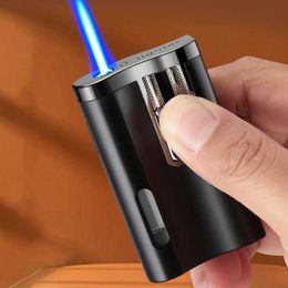 No Gas Lighter Windproof Unusual Funny Jet Turbo Butane Metal Blue Flame Cigar Lighters Gadgets For Men Gift Smoking Accessories K4GQ