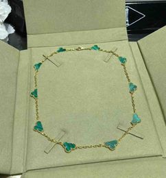 V gold material 2023 Luxury quality charm pendant necklace with green nature stone in 18k gold plated have stamp and box PS7478B