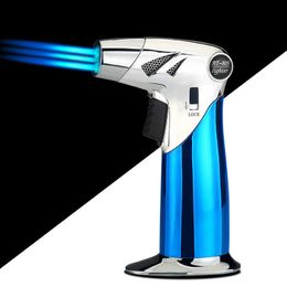 BBQ Jet No Gas Lighter Outdoor Triple Torch Lighter For Cigar Pipe Powerful Windproof Kitchen Spray Gun Metal Gadgets For Man 8DPN