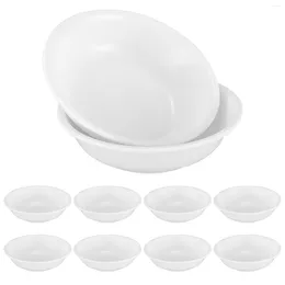 Plates Cabilock 10pcs Plastic Sauce Dishes Dipping Bowls Seasoning Dish Saucer Appetiser For Restaurant Home (White)