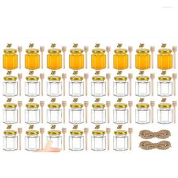 Storage Bottles 30Pcs 3oz Mini Honey Jars With Dipper Glass For Baby Shower Favors/Wedding Favors Guests Bulk Hexagonal