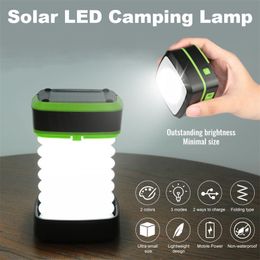 Other Event Party Supplies Solar LED Camping Light USB Rechargeable Lantern Lamp Waterproof Outdoor Tent Lights Portable Emergency Garden Lighting 230901