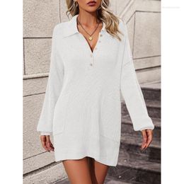 Women's T Shirts Women Ribbed Knit Long Pullover Jumper Sleeve Bodycon Short Sweater Dress