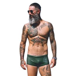 Men's Swimwear Love The Pain Pampage Training Swin Leg Boxer Swimming Trunks Anti-Drop Printing Panties PantsMen's228O