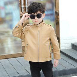 Jackets Autumn Winter Children Genuine Leather Jacket Fashion Cowhide Coat Rivet Motorcycle Biker For Boys A690 230904