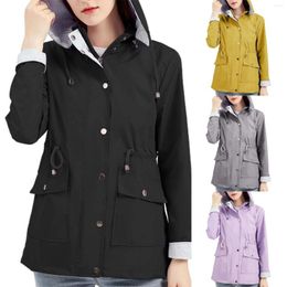 Women's Trench Coats 2023 Autumn And Winter Detachable Hood Windbreaker Ladies Coat Raincoat