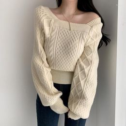 Women's Sweaters Fashion Twist Women Oversized Y2K Winter Knitted Pullovers Female Lantern Sleeve Jumpers Streetwear Loose Outerwear