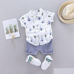 Kleinkind Sommer Baby Jungen Kleidung Set Säugling Cartoon T-Shirt Topsaddshorts Outfits Ropa Nina Drop Lieferung Dhdok