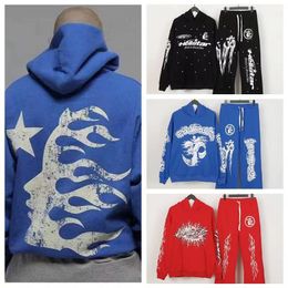 Hellstar Hoodie Pants Pants HellStar Tracksuit Projektant Bluzy dla mężczyzn i kobiet Nowy jesień i zima z kapturem High Street Ins retro stare