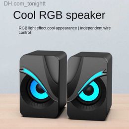 Portable Speakers RGB Flash Light Speaker Wired Audio 2.0 Desktop Computer Multimedia Laptop Q230904