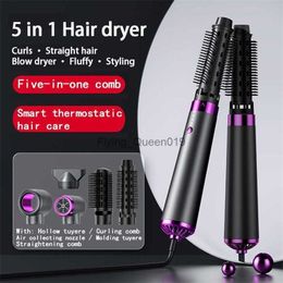 Electric Hair Dryer New 5 In 1 Professional With Flyaway Attachment Comb Straight Curl Dual-use Home Styling Tools Set HKD230903